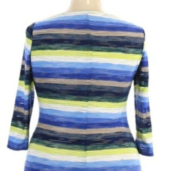 Muse Bandage Bodycon Textured Striped Watercolor Long‎ Sleeve Dress Sz 14 - Picture 6 of 11
